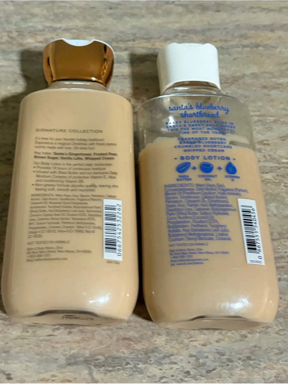 Bath & Body Works Gingerbread Latte & Santa’s Blueberry Shortbread Body lotions